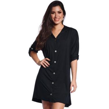 Imagem de Saída de Praia Preta Tipo Camisa - VANINA NEMER, G, Preto