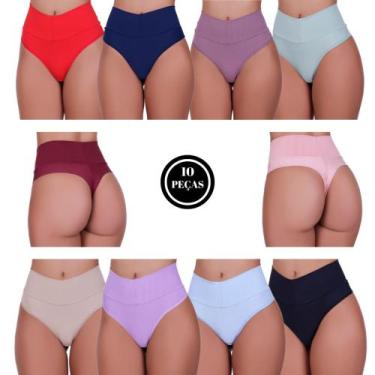 Imagem de Kit 10 Calcinha Cós Alto By Tina Tanga FIO DUPLO - TERRA E MAR MODAS, 