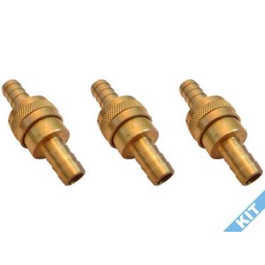 Imagem de Kit 3 Emenda Rápida De Latão Para Mangueira 1/2 X 1/2 Garden