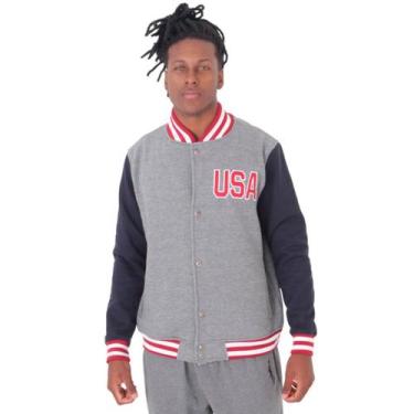 Imagem de Jaqueta College Moletom Masculina M10 Hoop USA Dark, Mescla, P