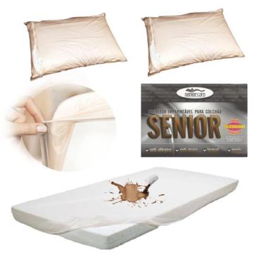 Imagem de Protetor De Colchão Casal Impermeável Silicone + 2 Fronha - Senior Car