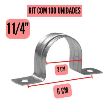 Imagem de Abraçadeira Tipo U Metal Para Tubos 1/2, 3/4, 1", 2", 3", 4" C/ 100 Un