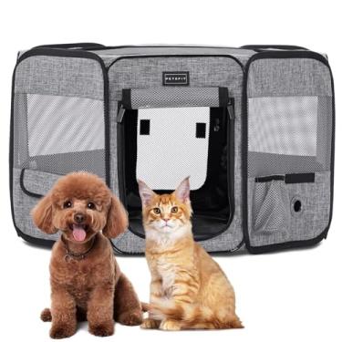 Imagem de Petsfit Cercadinho para Cachorros E Gatos, Cercadinho Pequeno para Cães E Gatos, Cercadinho Externo, Portátil com Estojo de Transporte, Capa Removível com Zíper E Selado, Tapete para Cercadinho Cinza