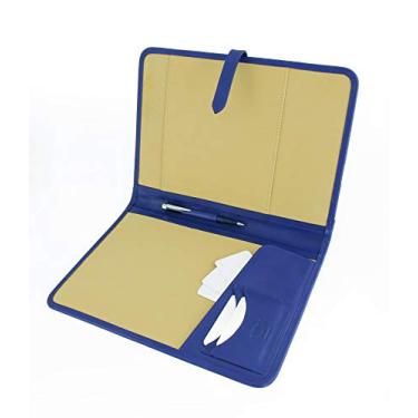 Imagem de Carteira de couro pasta executiva fólio A4 retomar carteira feminina profissional para notebook pasta de negócios masculina (azul)