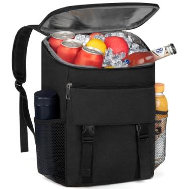 Imagem de Mochila térmica térmica macia à prova de vazamento, 50 latas, refrigerador, portátil, piquenique, acampamento, praia, caminhadas, churrasco, almoço, para homens e mulheres, preta