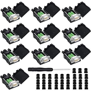 Imagem de YIOVVOM DB9 Conector de breakout para terminal de fiação RS232 D-SUB macho adaptadores serial porta placa de breakout módulo sem solda com capa (10 peças adaptador macho branco)
