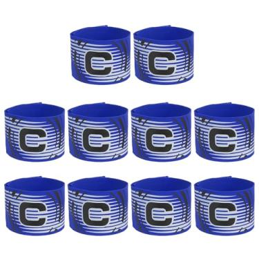 Imagem de PATIKIL Braçadeira de Capitão de Futebol, 10 Peças de Braçadeira de Capitão para Futebol Elástico Capitão C Braçadeiras Esportivas para Jovens Adultos Treinamento de Equipe de Futebol Azul