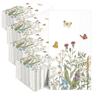 Imagem de gisgfim Guardanapos de papel florais, 200 peças, flores silvestres, toalha de hóspedes, retrô, floral, descartável, guardanapos de mão para banheiro, flores de primavera, jantar, festa, chá de bebê,