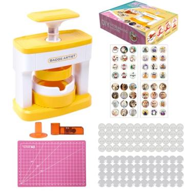 Imagem de LogFaadCoi Máquina De Fazer Botões 55 Mm (2,16 Polegadas), Máquina De Fazer Botões De Crachá Diy, Máquina De Prensa De Botões Com 48 Peças De Botões E Imagens E Cortador De Círculo E Corte (Máquina