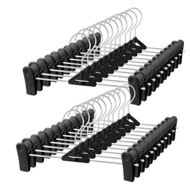 Imagem de NORTHERN BROTHERS Cabides para calças com clipes, pacote com 30, preto, empilhável, economia de espaço, antiderrapante, ajustável, jeans, shorts, saia com clipes para homens, mulheres, crianças, bebês