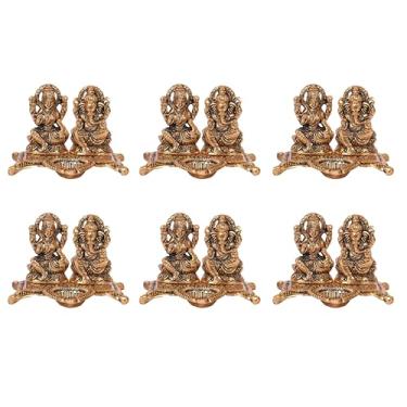 Imagem de NOBILITY Estátua Ganesha Lakshmi Idol Showpiece com Diya para Diwali, Casa, Templo, Escritório, Mandir, Itens de Presente de Templo 6 peças