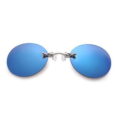Imagem de GRHOSE Clip Nose Óculos de sol masculinos redondos Matrix Morpheus Vintage Sun Style, Azul, One Size