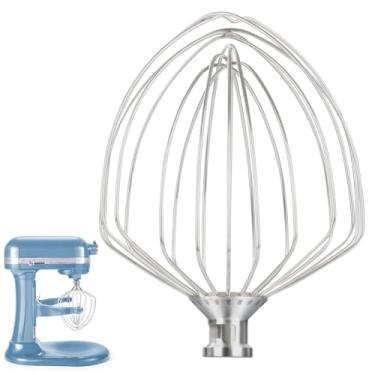 Imagem de Acessório de batedor de aço inoxidável para batedeira KitchenAid, tigela de 7 litros, substituição de batedor de aço inoxidável para batedeira KitchenAid Lift Bowl, lavável na lava-louças, batedor de
