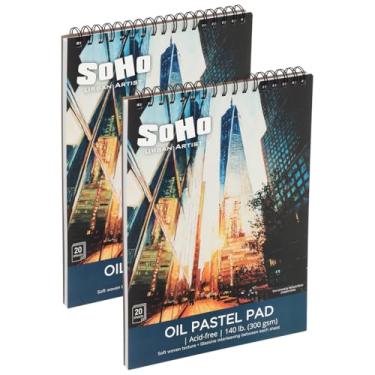 Imagem de SoHo Urban Artist Bloco de papel pastel profissional com textura fina - 63,5 kg - pacote com 2 45,7 x 61 cm - tela texturizada fina sem ácido com folhas de vidro, 40 folhas perfuradas no total