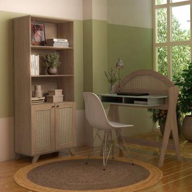 Imagem de Escritório Completo Mali 2 Portas 6 Prateleiras Carvalho/Menta - Pnr Móveis