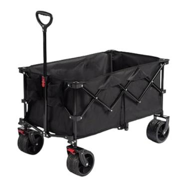 Imagem de carroça Carrinho de vagão com rodas dobrável portátil grande capacidade utilitário vagão de mercearia acampamento carrinho de jardim 220lb capacidade de peso dobrável