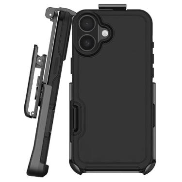 Imagem de BELTRON Capa com clipe de cinto para iPhone 16, força industrial, proteção de nível militar, capa híbrida e clipe de cinto combo de coldre compatível com Magsafe (Jet Black)