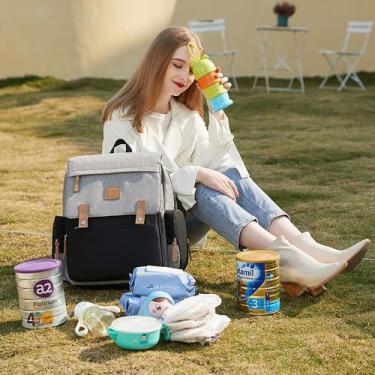 Imagem de Bolsa land luxury cor cinza e preto com trocador