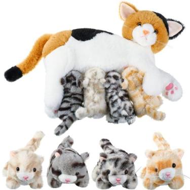 Imagem de Gato de Pelúcia Skylety com Gatinhos - 40cm e 12cm