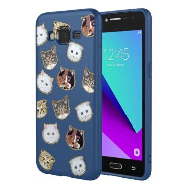 Imagem de HTXWXJC Capa de telefone para Galaxy J3 2016, SM-J320 Samsung J3 2016 capa à prova de choque flexível bumper TPU capa macia padrão gato capa de telefone para Samsung Galaxy J3 2016 gato azul