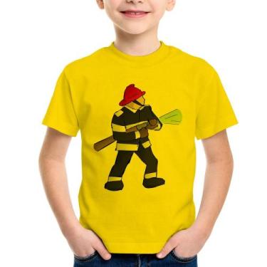 Imagem de Camiseta Infantil Bombeiro - Foca na Moda, Amarelo, 12