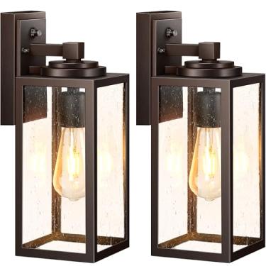 Imagem de VIANIS Luminária Externa De 14,5", Bronze Esfregado A Óleo, Iluminação Externa Do Anoitecer Ao Amanhecer, Luzes De Varanda Externas Com Vidro Temperado, Luzes Externas Para Casa, Varanda, À Prova D'