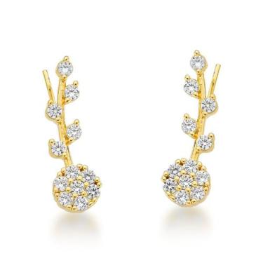 Imagem de Brinco Earcuff Flor Banhado a Ouro 18k - Atraktiva Jóias, Cristal