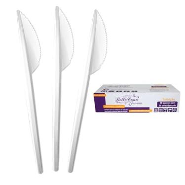 Imagem de Faca Descartável Talher Churrasco Refeição Caixa 1000un - Branco