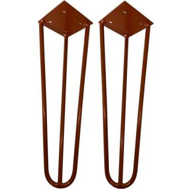 Imagem de Kit 02 Pés de Ferro Aço Hairpin Legs 45 cm Bronze A01 Sofá Móveis Mesa