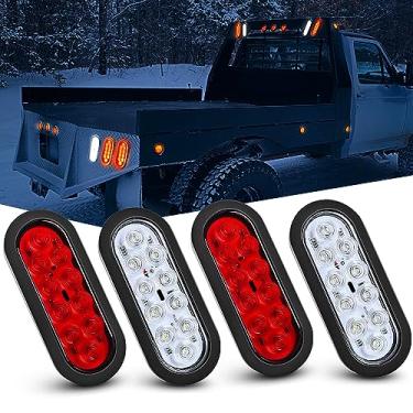 Imagem de Nilight 4 peças de luzes traseiras de reboque de LED ovais de 15 cm, 4 peças, 10 LEDs com ilhós embutidos, plugues reversos/luzes de reboque de reserva para trailer, caminhão, Jeep