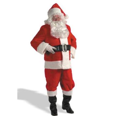 Imagem de Halco Conjunto de fantasia de Papai Noel de luxo de qualidade para aluguel popular casaco vermelho casaco chapéu cinto botas tops luvas conjunto completo de fantasia, Vermelho, 42-48