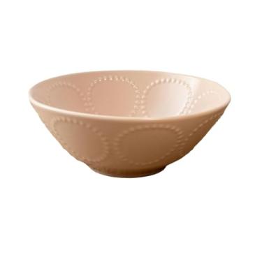 Imagem de Prato de cerâmica com anel de contas retrô em estilo japonês, tigela de sopa doméstica tigela de arroz - tigela de sopa de 20 cm/pele rosa