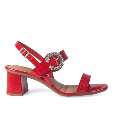 Imagem de Sandália Dakota Salto Bloco Tira Verniz Com Pedrarias e Fivela Y8923