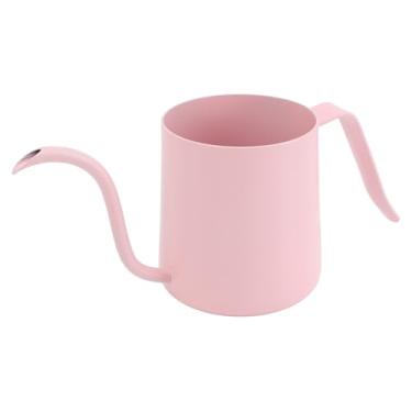 Imagem de Cafeteira de Aço Inoxidável de 250 Ml Com Bico Tipo Pescoço de Ganso, Chaleira de café Individual para Trabalho Doméstico, Design Minimalista (Rosa)