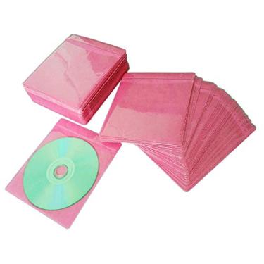 Imagem de Mangas de CD/DVD/BluRay da HAPLIVES, Capa plástica de refil de dupla face para gravadores de armazenamento de CD e DVD, Pacote com 100, rosa