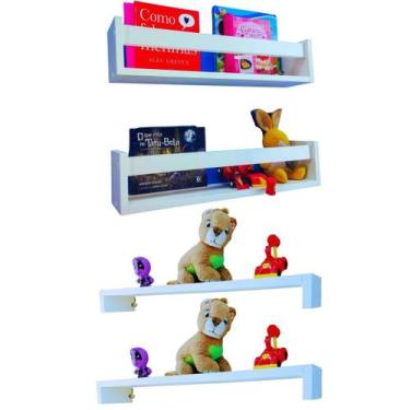 Imagem de Kit de Nicho de Parede Porta Livro Pelúcia bonecos Para Quarto de Bebê