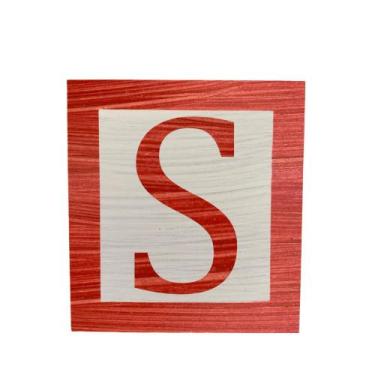 Imagem de Cubo Branco Letra Vermelha com Aplique Festa Chá de Bebê Decoração 8x8