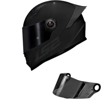 Imagem de Capacete LS2 FF358 Classic S Monocolor Preto Mais Viseira Fumê, 54