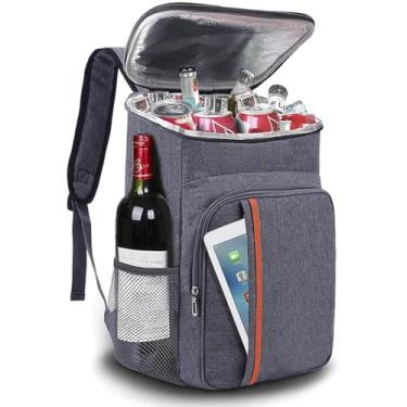 Imagem de Mochila de ombro dupla Bolsa isolada Mochilas de piquenique para acampamento ao ar livre (Cinza)