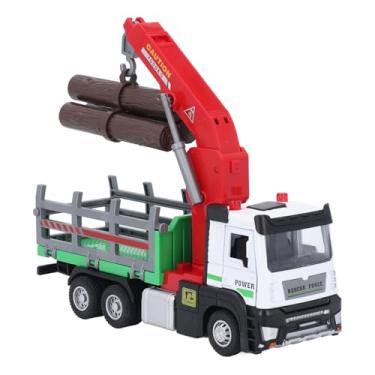 Imagem de Caminhão de Madeira de Madeira, Alojamento Crane de Caminhão 1:32 Modelo de Escala Com Luzes e Música, para Crianças e Colecionadores (GREEN)