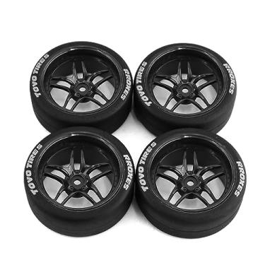 Imagem de REDSPIDER 1:10 RC Drift Tires(4PCS) 12mm Hex RC Wheels and Tires Smooth Surface Rubber Tires Fit for 1/10 On-Road Drifting Car Traxxas HSP Tamiya HPI Kyosho (Black)