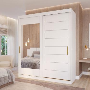 Imagem de Guarda-Roupa Casal 2 Portas de Correr com Espelho 4 Gavetas 235cm 100% MDF Firenze Espresso Móveis