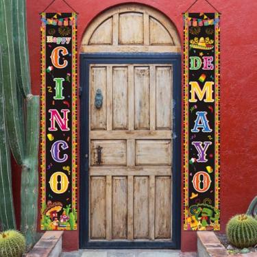 Imagem de Faixa de porta Cinco de Mayo, decorações mexicanas de tecido, fundo de cabine fotográfica para varanda para artigos de festa