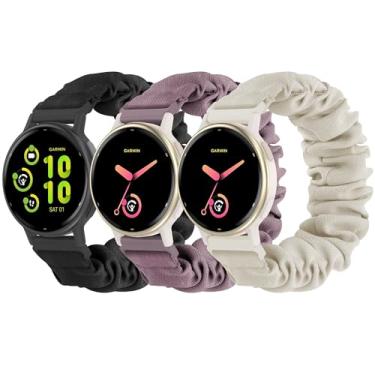 Imagem de Pulseiras elásticas elásticas compatíveis com Garmin Vivoactive 5/6, pulseira elástica esportiva de nylon de 20 mm para Venu/Sq/Sq 2/2 Plus/Vivoactive 3/Forerunner 165/55/245 Music para mulheres e