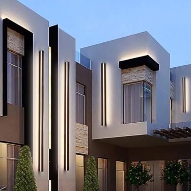 Imagem de Luminária de parede externa LED preta 98W Lâmpada de parede externa moderna 3000K 4000K 6000K Luminária de parede de jardim IP65 à prova d'água Iluminação de parede de alumínio externa decor