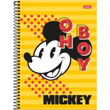 Imagem de Foroni Caderno Espiral 1/4 Mickey Vintage 80 folhas Pautado Capa Dura Fosca Metalizada