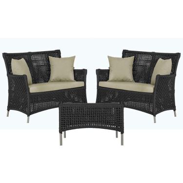 Imagem de 2 Sofás E Mesa Igapó Alumínio Fendi Corda Náutica E7 Trama Preto