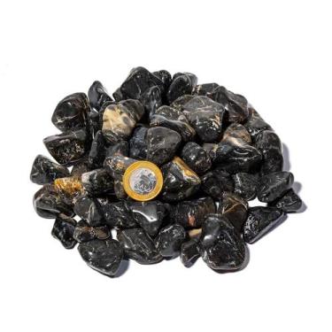Imagem de 1Kg Ônix Preto Rolado Pedra Natural M 20 a 35mm Tipo B - CristaisdeCur