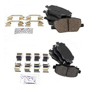 Imagem de TRQ Pastilhas de freio dianteiras e traseiras ferragens de cerâmica compatíveis com Jeep Renegade 2016-2018 Fiat 500X 2015-2018