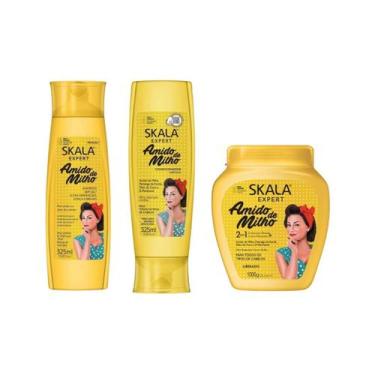 Imagem de Kit Skala Amido De Milho Shampoo + Cond + Creme De Pentear